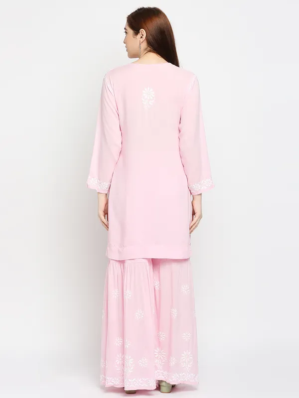 Pretty_Pink_Women_Lucknowi_Chikankari_Hand_Embroidered_Kurti_Sharara/Garara_Palazzo_Set_Cotton