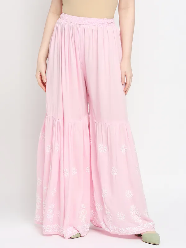 Pretty_Pink_Women_Lucknowi_Chikankari_Hand_Embroidered_Kurti_Sharara/Garara_Palazzo_Set_Cotton
