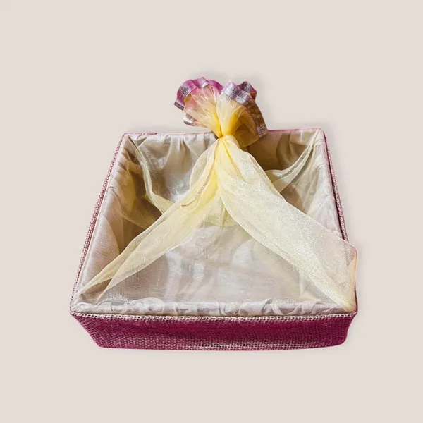 Eco-Friendly_Jute_Gift_Hamper_Basket_Tray_Handcrafted_Corporate_Gift_Box_Wedding/Event_Including_With_Net_Decoration_(Natural_Jute,_30X30X7.6)