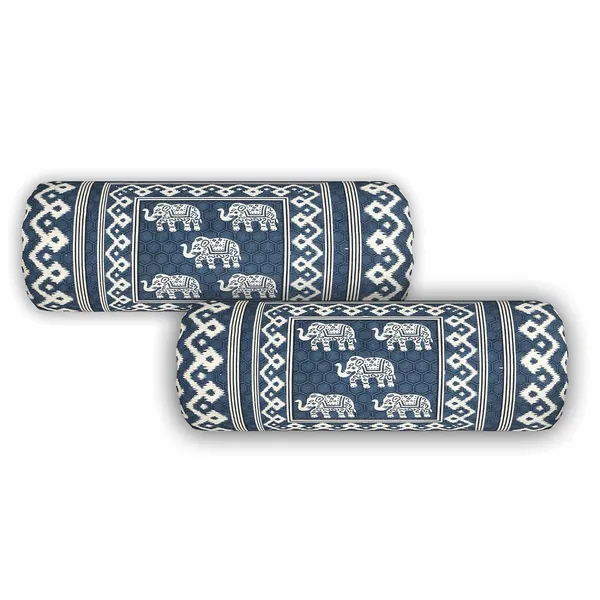Darkblue__Animal_Print_Bolster_Cover_100%_Cotton_Set_Of_2_Size_,_Round_Decorative_Pillow_Cover_For_Diwan_&_Bedside_,_Masand_Pillowcases_(16_*_32)