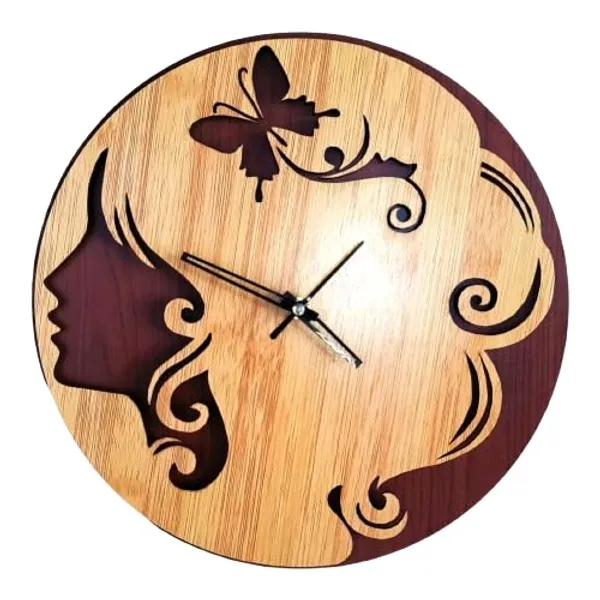 Brown_Girl_Asymmetric_Wooden_Wall_Clock_(25.5_Cm_X_25.5_Cm_X_3_Cm,_Brown)_|_Customizable