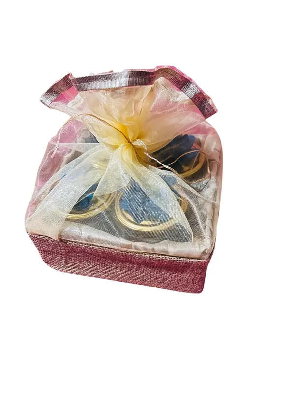Eco-_Friendly_Jute_Gift_Hamper_Basket_Tray_Handcrafted_Corporate_Gift_Box_Wedding/Event_Including_With_Net_Decoration_Natural_Jute_(Size-20X20X7.6)