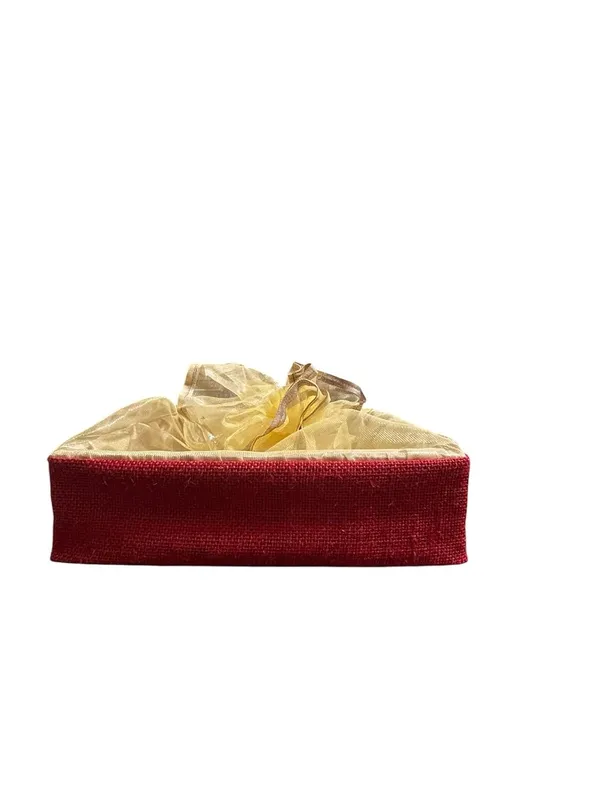 Eco-Friendly_Jute_Gift_Hamper_Basket_Tray_Handcrafted_Corporate_Gift_Box_Wedding/Event_Including_With_Net_Decoration_Natural_Jute_Red_(Size-25X25X7.6)