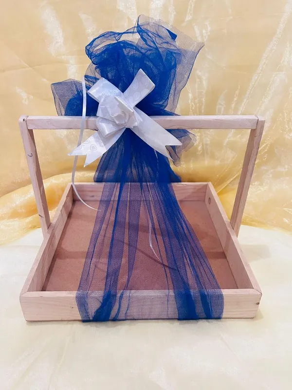 Pine_Wood_Gift_Hamper_Basket_With_Handle_Holiday_Christmas_Gifting_Tray_Pinewood_Basket_With_Mdf_Base_With_Decoration_Net_&_Decoration_Flower_(12X12X1.85")