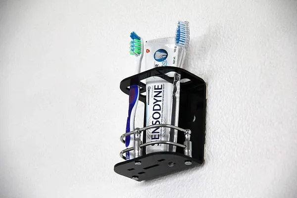Black_Wall_Mounted_Self_Adhesive_Acrylic_Toothbrush/Toothpaste_Holder_(_11.5_Cm_X_10.5_Cm_X_6_Cm_)