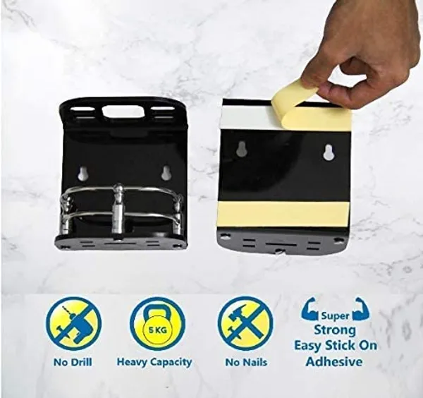 Black_Wall_Mounted_Self_Adhesive_Acrylic_Toothbrush/Toothpaste_Holder_(_11.5_Cm_X_10.5_Cm_X_6_Cm_)