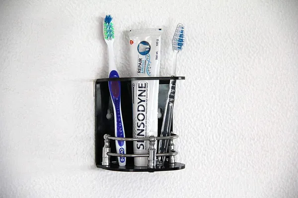 Black_Wall_Mounted_Self_Adhesive_Acrylic_Toothbrush/Toothpaste_Holder_(_11.5_Cm_X_10.5_Cm_X_6_Cm_)
