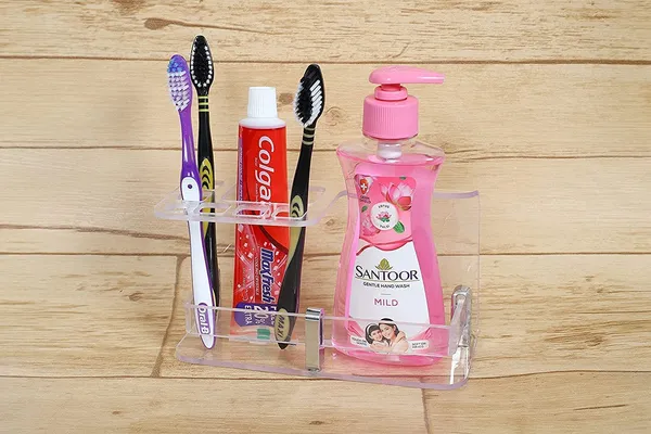Transparent_Wall_Mounted_Self_Adhesive_Acrylic_Toothbrush/Toothpaste_Holder_(_11.5_Cm_X_10.5_Cm_X_6_Cm_)