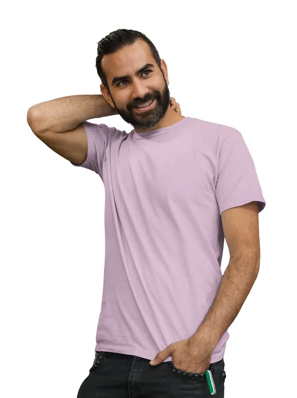 Lavender_Round_Neck_Half_Sleeve_Regular_Fit_Solid_Cotton_T-Shirt_for_Men_and_Women