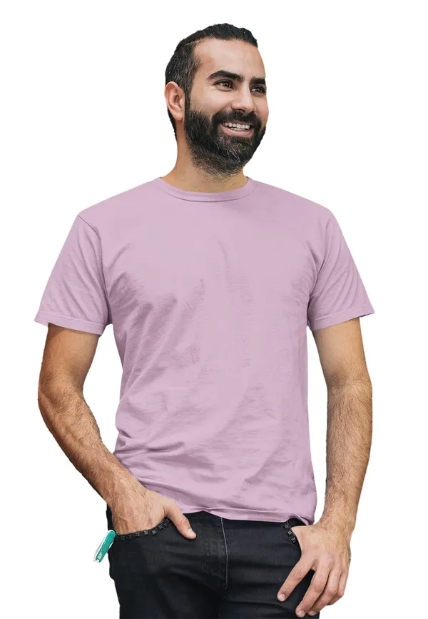 Lavender_Round_Neck_Half_Sleeve_Regular_Fit_Solid_Cotton_T-Shirt_for_Men_and_Women