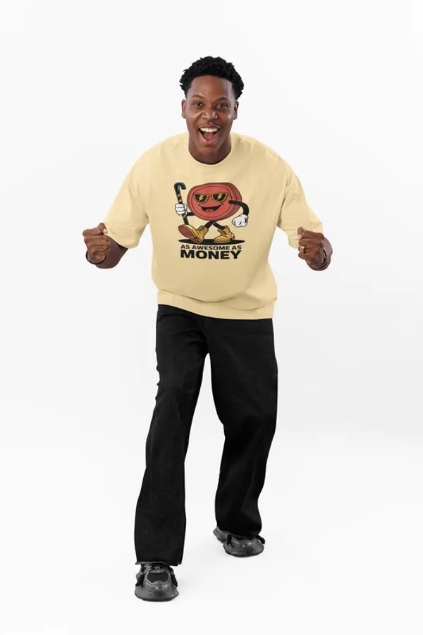 As_Awesome_As_Money-_Beige,_Oversized,_Unisex,_Funny_Graphic_Prined_T-Shirt