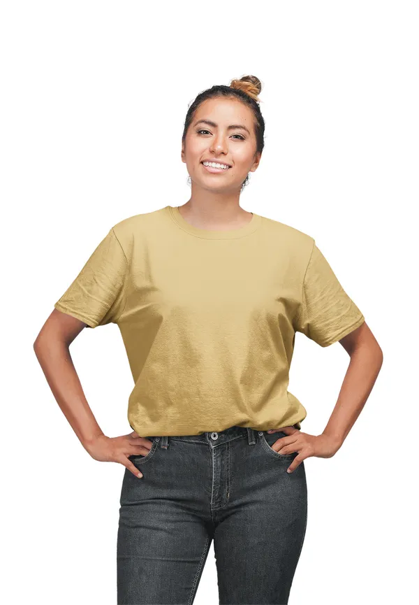 Beige_Round_Neck_Half_Sleeve_Regular_Fit_Solid_Cotton_T-Shirt_for_Men_and_Women