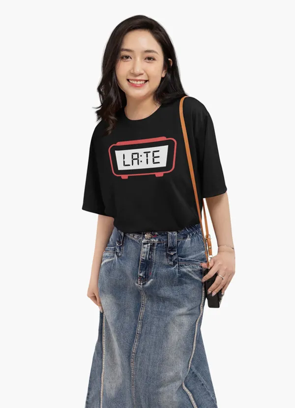 Late-_Black,_Oversized,_Unisex,_Funny_Graphic_Prined_T-Shirt