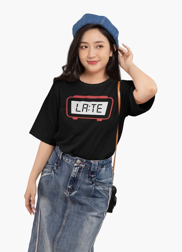 Late-_Black,_Oversized,_Unisex,_Funny_Graphic_Prined_T-Shirt