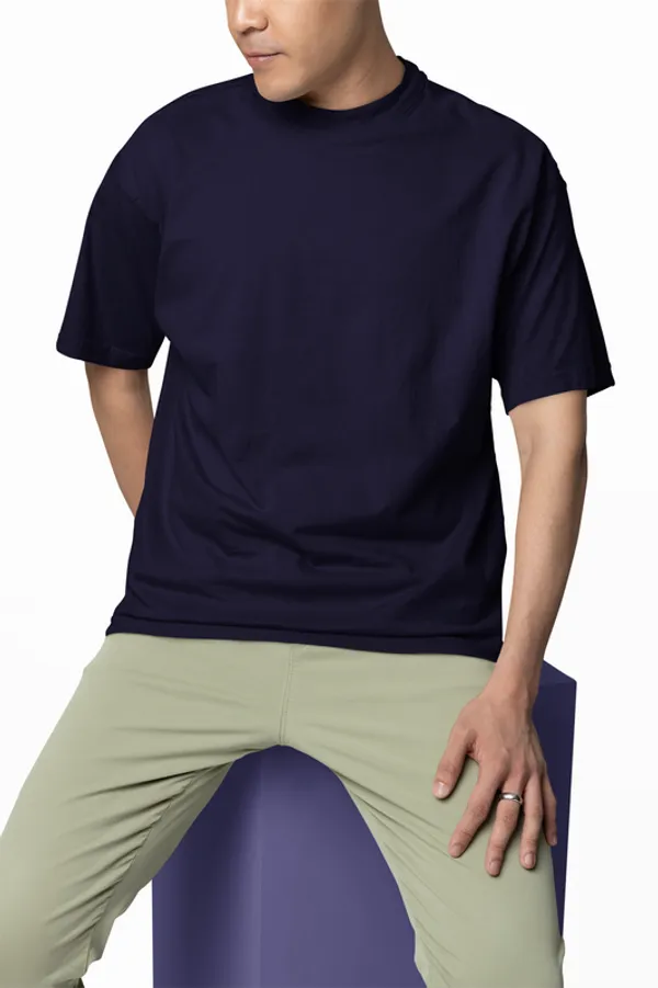 Navy_Blue_Unisex_Oversized_Plain_Cotton_T-Shirt