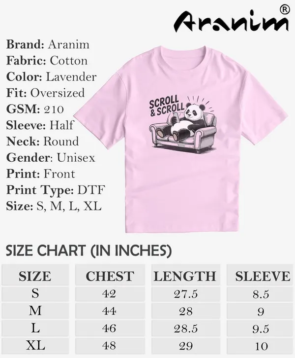 Scroll-_Lavender,_Oversized,_Unisex,_Funny_Graphic_Prined_T-Shirt