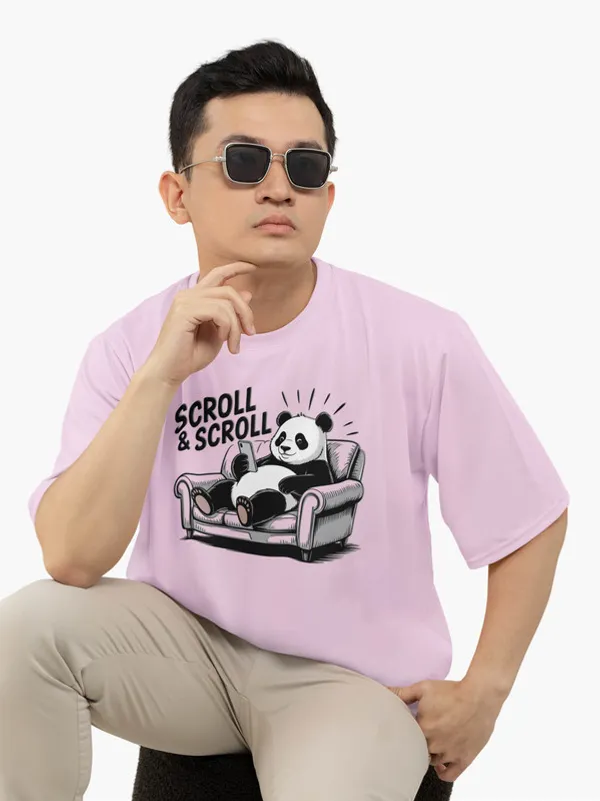 Scroll-_Lavender,_Oversized,_Unisex,_Funny_Graphic_Prined_T-Shirt