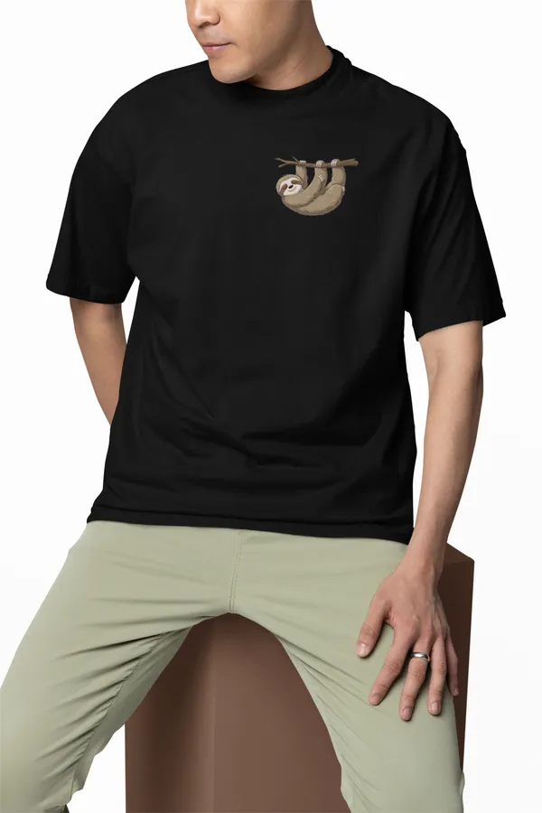 Black_Unisex_'Hang_On'_Back_Printed_Oversized_Cotton_T-Shirt