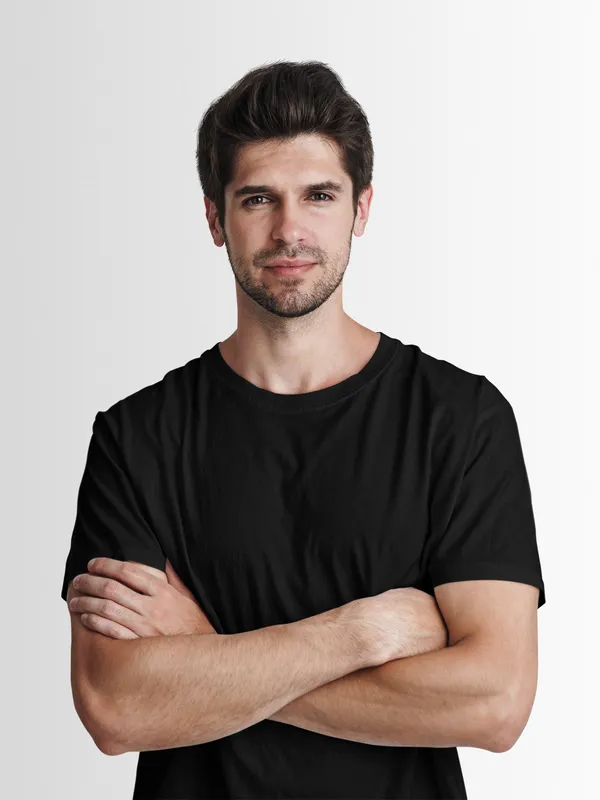 Black_Round_Neck_Half_Sleeve_Regular_Fit_Solid_Cotton_T-Shirt_for_Men_and_Women