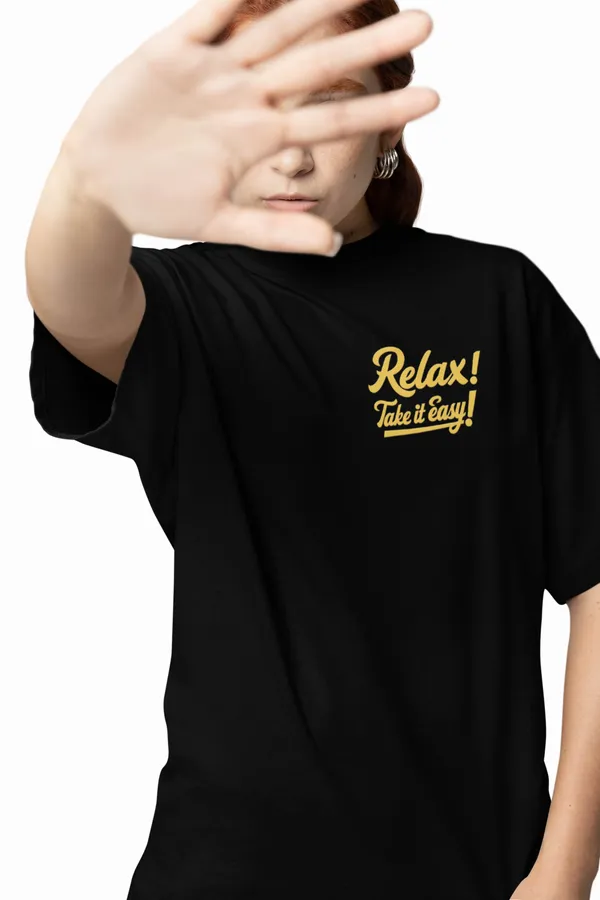 Black_Unisex_'Relax'_Black_Oversized_Back_Printed_Cotton_T-Shirt