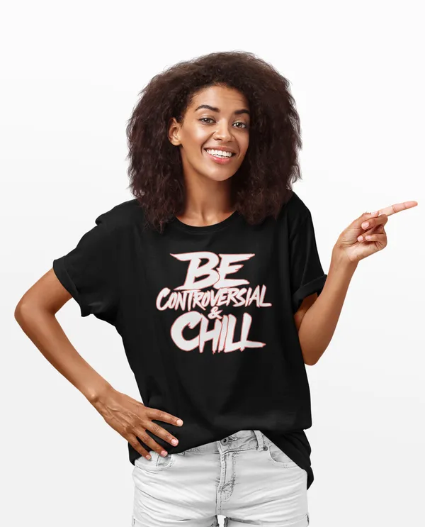 Aranim_'Be_Controversial'__Black_Regular_Fit_Printed_Cotton__T-Shirt_for_Men_and_Women