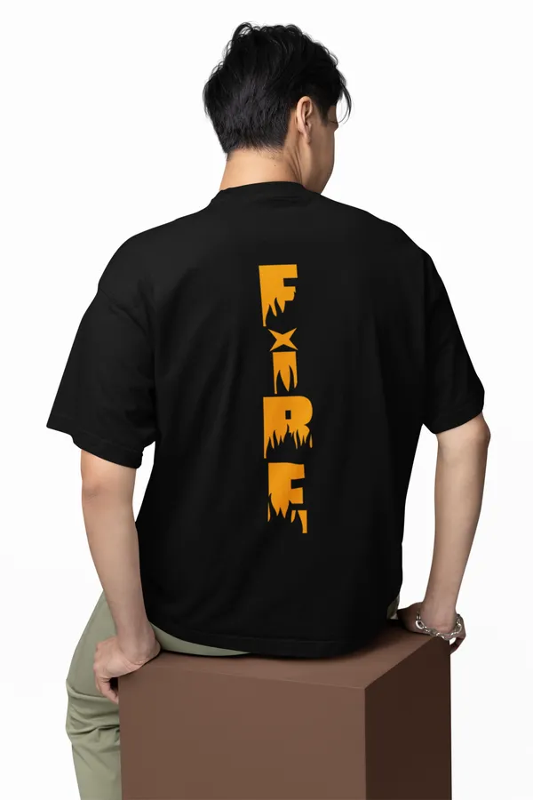 Black_Unisex_'Fire'_Beige__Oversized_Printed_Cotton_T-Shirt