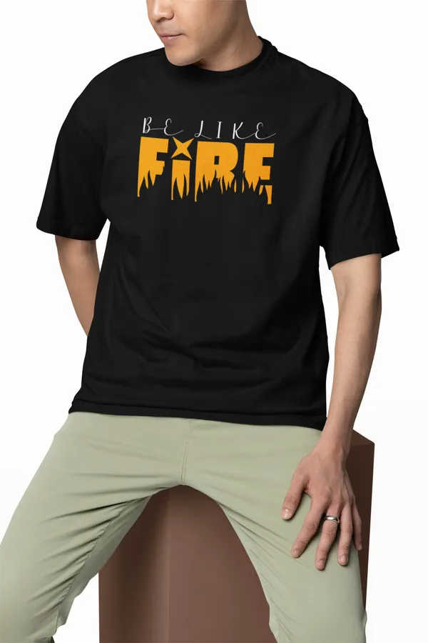 Black_Unisex_'Fire'_Beige__Oversized_Printed_Cotton_T-Shirt