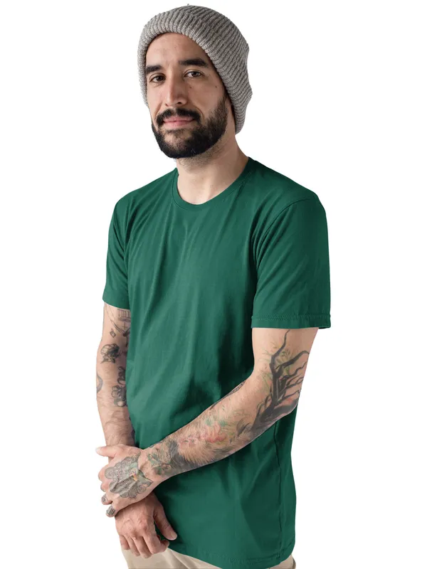 Bottle_Green_Round_Neck_Half_Sleeve_Regular_Fit_Solid_Cotton_T-Shirt_for_Men_and_Women