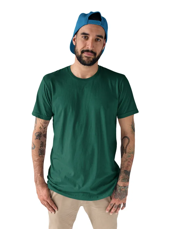 Bottle_Green_Round_Neck_Half_Sleeve_Regular_Fit_Solid_Cotton_T-Shirt_for_Men_and_Women
