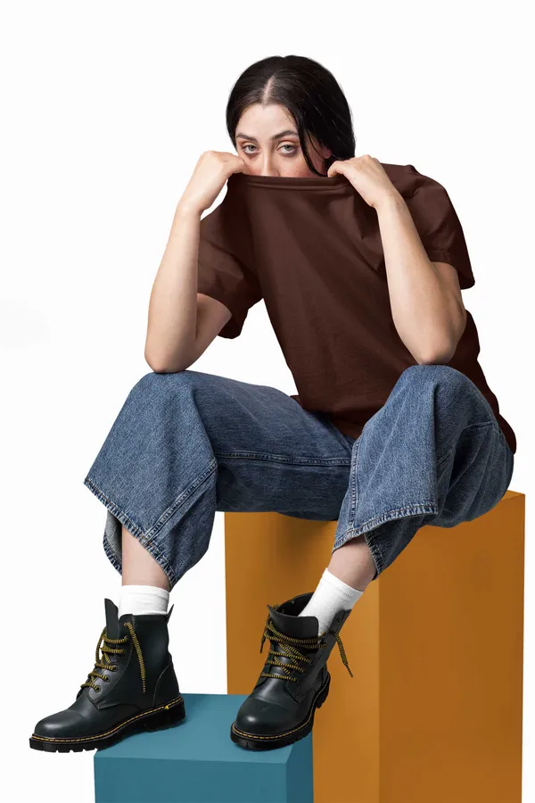 Coffee_Brown_Round_Neck_Half_Sleeve_Regular_Fit_Solid_Cotton_T-Shirt_for_Men_and_Women
