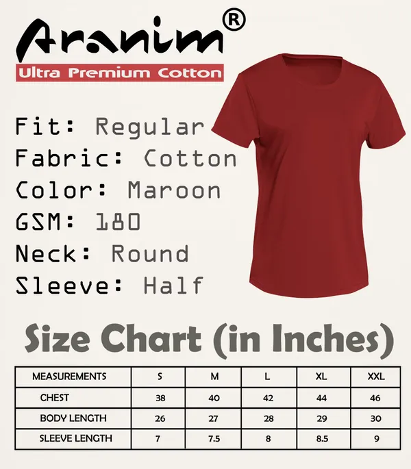 Maroon_Round_Neck_Half_Sleeve_Regular_Fit_Solid_Cotton_T-Shirt_for_Men_and_Women