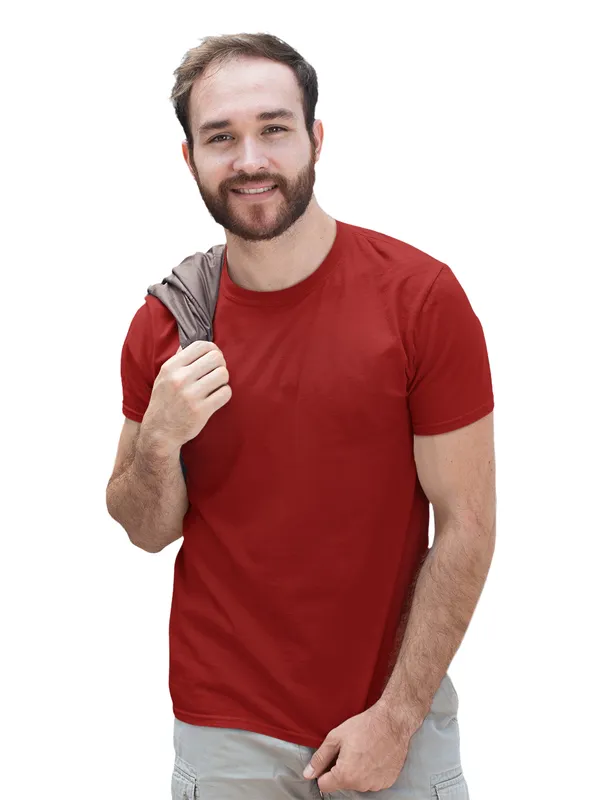 Maroon_Round_Neck_Half_Sleeve_Regular_Fit_Solid_Cotton_T-Shirt_for_Men_and_Women