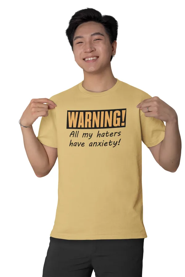 Beige_'Anxiety'__Regular_Fit_Printed_Cotton_T-Shirt_for_Men_and_Women