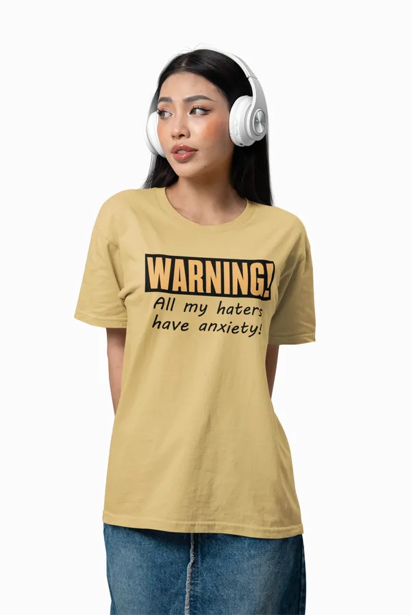 Beige_'Anxiety'__Regular_Fit_Printed_Cotton_T-Shirt_for_Men_and_Women