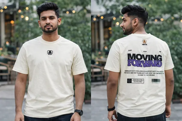 Men’s_Cream_Oversized_Graphic_Printed_T-Shirt_|_Moving_Forward_Back_Print_Cotton_Casual_Trendy_Half_Sleeve_Tee