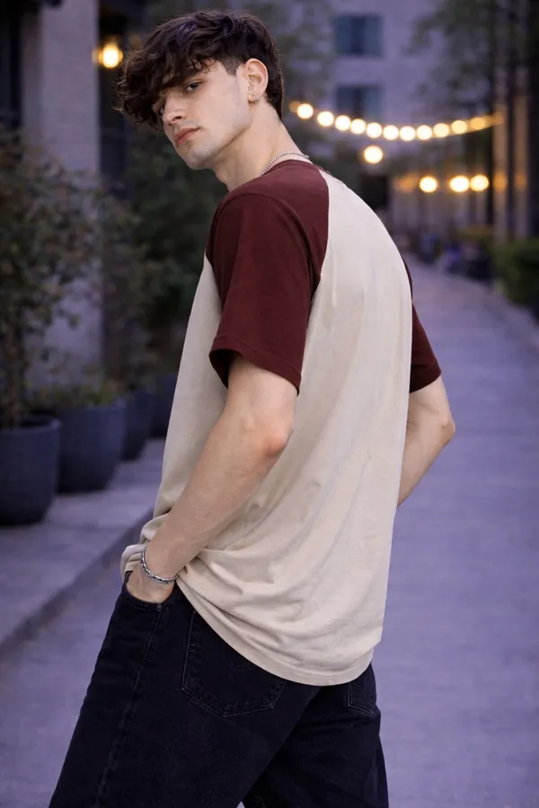 Men’s_Cream_&_Brown_Raglan_Sleeve_T-Shirt_|_Dual_Tone_Cotton_Casual_Half_Sleeve_Round_Neck_Trendy_Tee