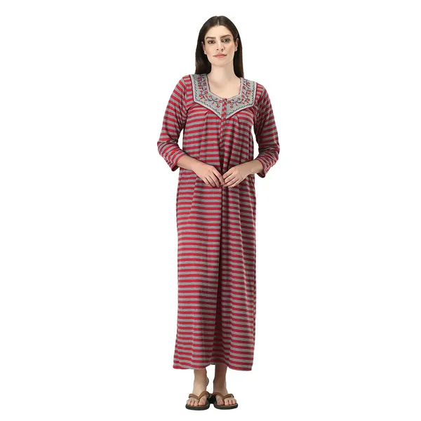Abacada s gajab Maroon Grey Cots Wool 3 4 Sleeve Night Gown For Women Price in India Buy Abacada s gajab Maroon Grey Cots Wool 3 4 Sleeve Night Gown For Women online at undefined