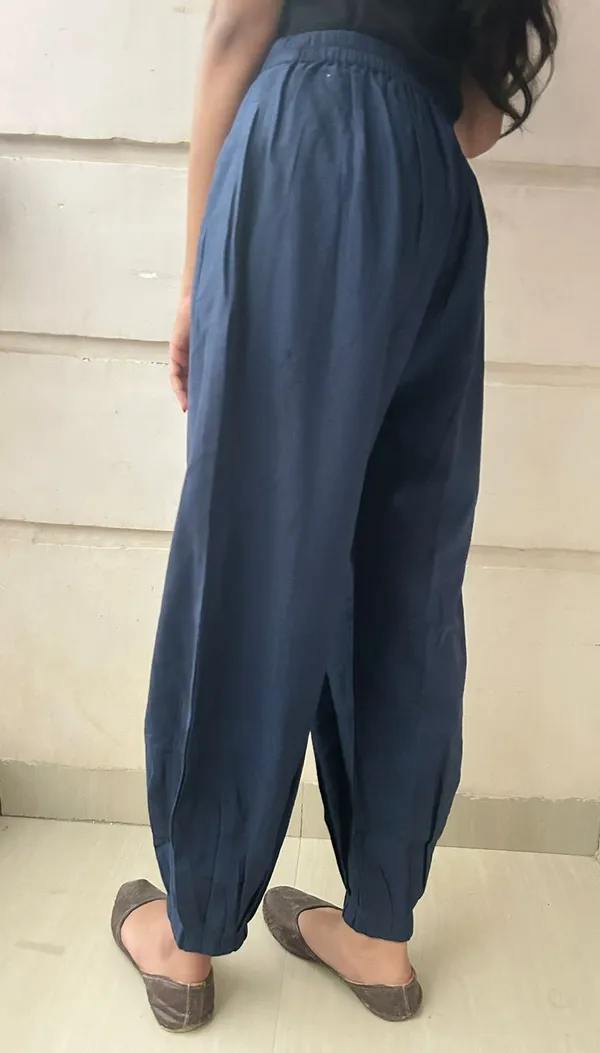Blue_Cotton_Solid_Afghani_Pant_For_Women