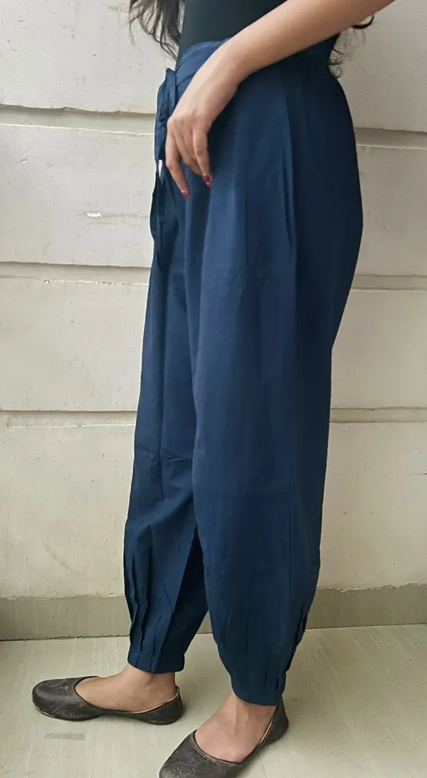 Blue_Cotton_Solid_Afghani_Pant_For_Women
