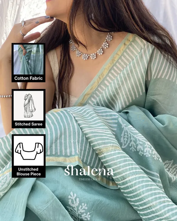 Green_Color_1_-_Minute_Ready_to_Wear_Mulmul_Cotton_Saree_with_Blouse_Piece