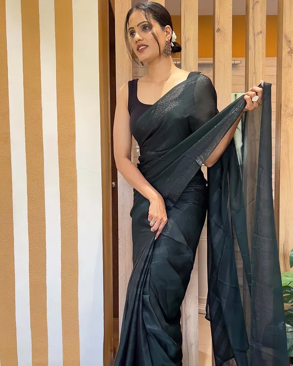 Black_Color_1-Minute_Ready_To_Wear_Naylon_Saree_With_Blouse_Piece