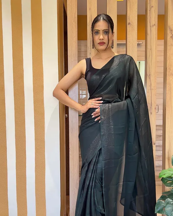 Black_Color_1-Minute_Ready_To_Wear_Naylon_Saree_With_Blouse_Piece