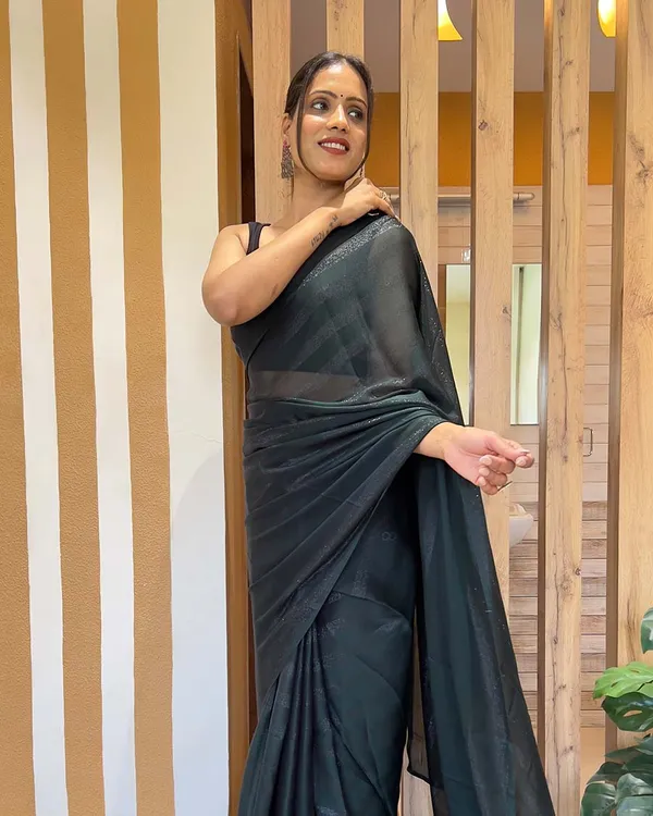 Black_Color_1-Minute_Ready_To_Wear_Naylon_Saree_With_Blouse_Piece