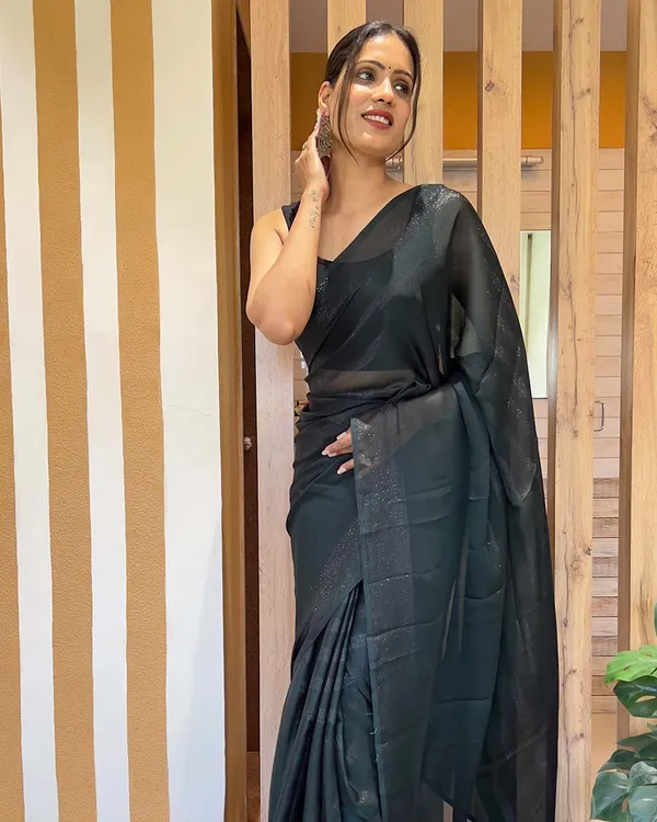 Black_Color_1-Minute_Ready_To_Wear_Naylon_Saree_With_Blouse_Piece