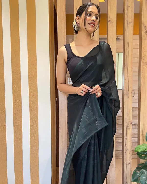 Black_Color_1-Minute_Ready_To_Wear_Naylon_Saree_With_Blouse_Piece