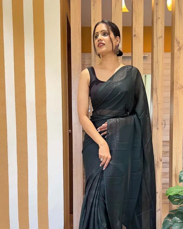Black_Color_1-Minute_Ready_To_Wear_Naylon_Saree_With_Blouse_Piece
