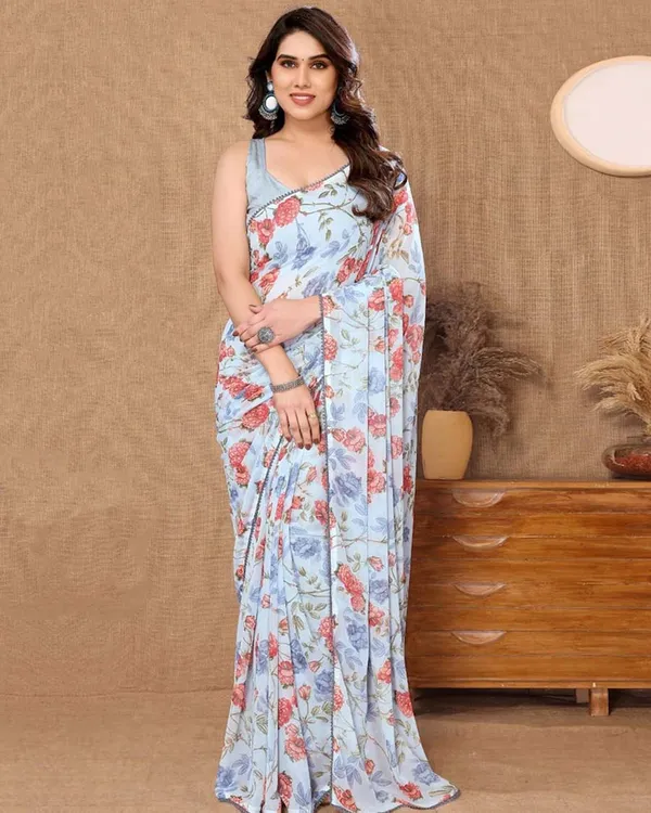 Calm_Blue_Color_1-Minute_Ready_To_Wear_Georgette_Saree_With_Blouse_Piece