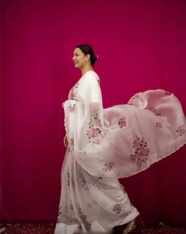 White_Color_1-Minute_Ready_To_Wear_Organza_Silk_Saree_with_Moti_Embroidery_Work_&_Stitched_Blouse