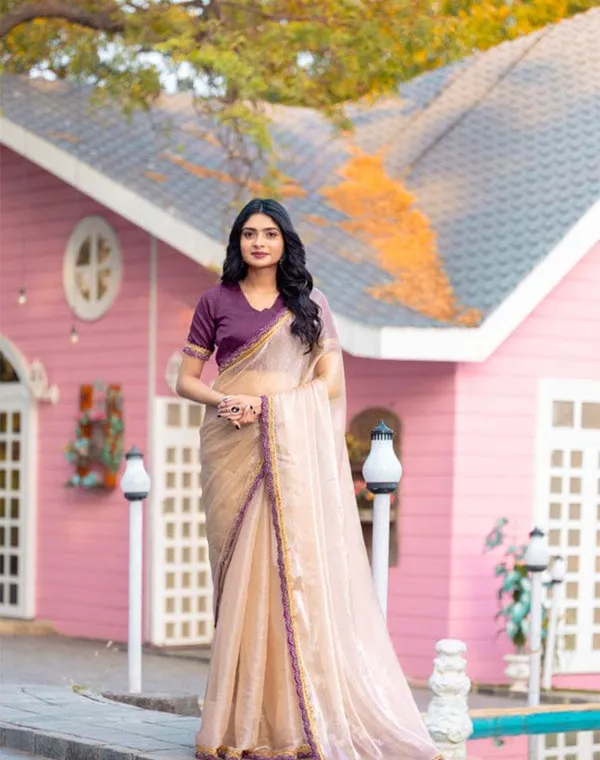 Cream_Color_Soft_Chinnon_Silk_Saree_with_Lace_Border_&_Blouse_Piece
