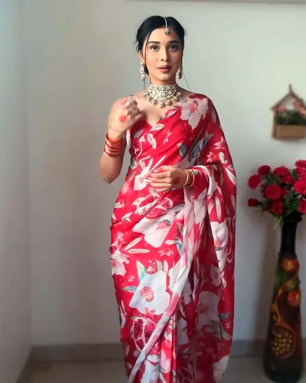 Marron_Color_1-Minute_Ready_To_Wear_Georgette_Saree_With_Blouse_Piece